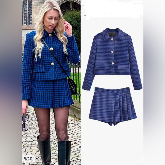 NWT- Zara Houndstooth Blazer Coat - LARGE - Picture 8 of 9